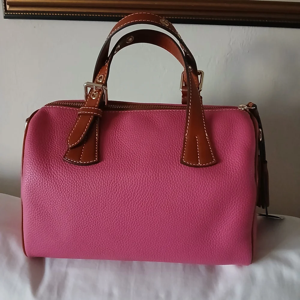 Dooney & Bourke Kendra Hot Pink and Brown Leather Satchel NWT - Picture 2 of 8